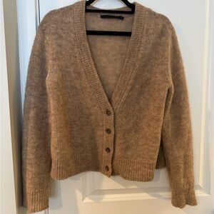 Jenni Kayne Camel Knit V-Neck Button Front Cardigan